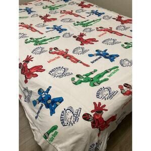 Vintage 2000 Power Rangers Twin Flat Sheet Kids Bedding Saban 62 x 98 Print